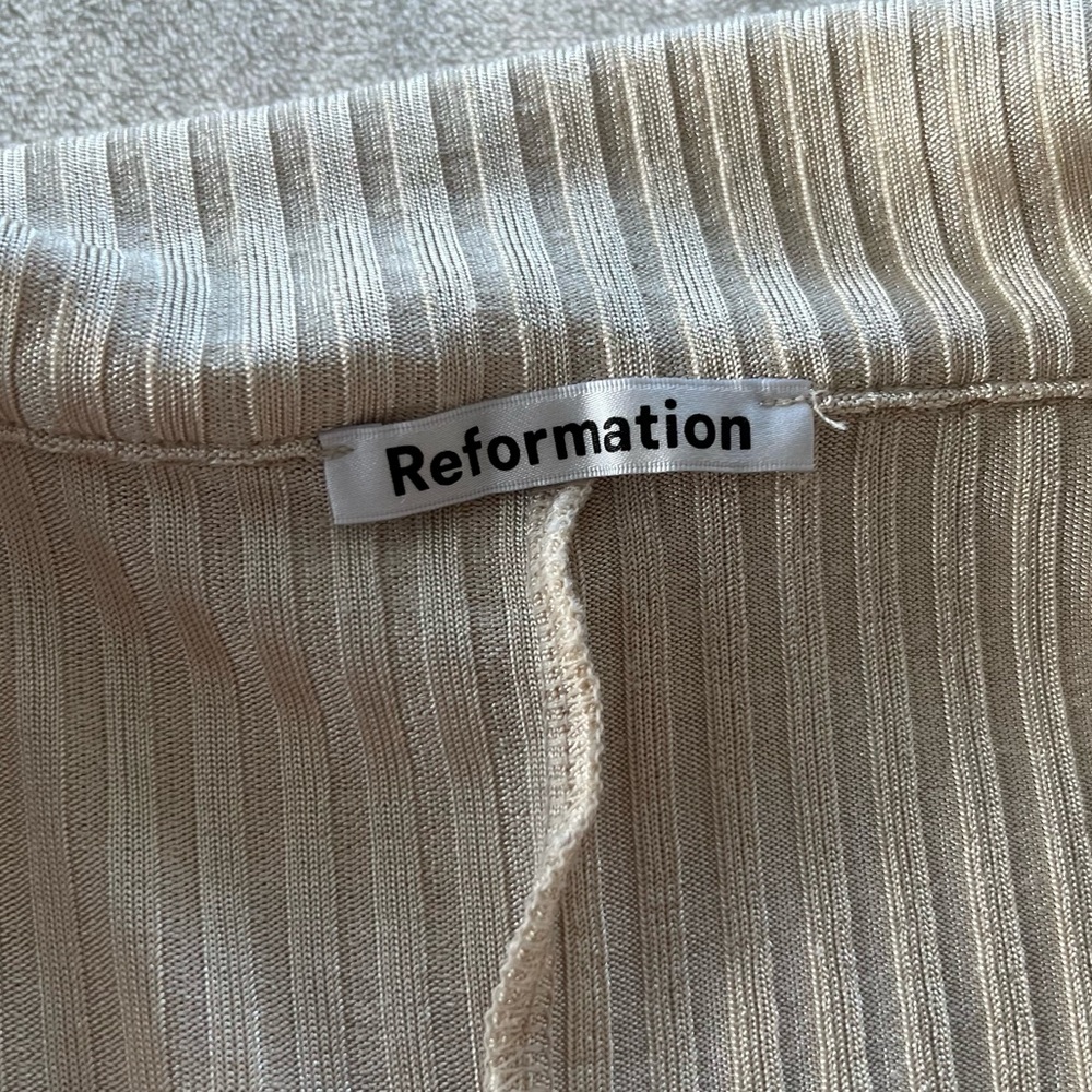 Reformation Cream Ribbed Button-Down Top - Picture 5 of 10